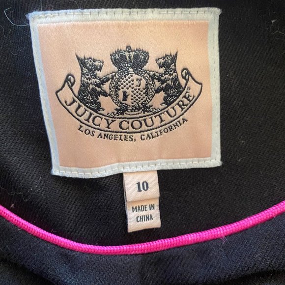 GIRLS JUICY COUTURE BOUCLE WOOL-BLEND JACKET SZ 10 NAVY/BLACK WITH GOLD DETAIL - Picture 3 of 16